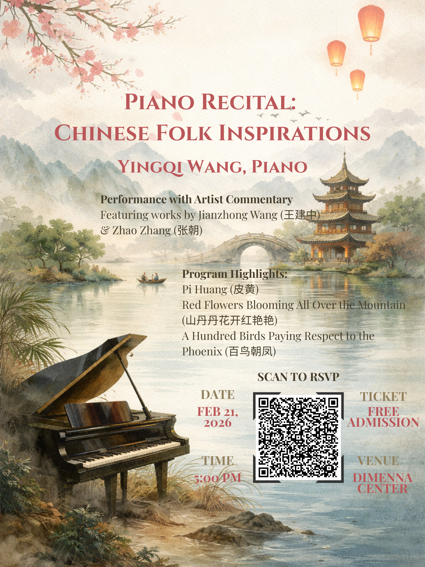 Piano Recital: Chinese Folk Inspirations Poster